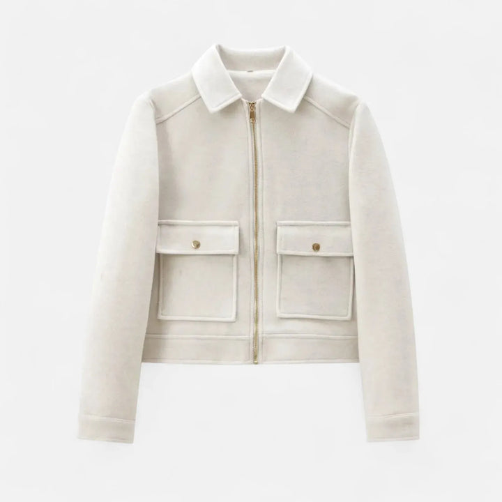 Women's Cropped  Zip-Up Jacket with Pocket