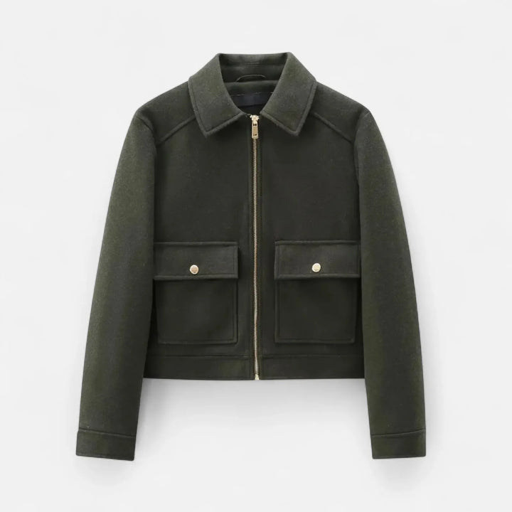 Women's Cropped  Zip-Up Jacket with Pocket
