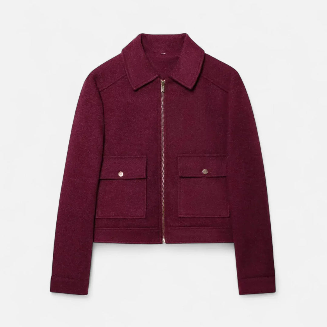 Women's Cropped  Zip-Up Jacket with Pocket