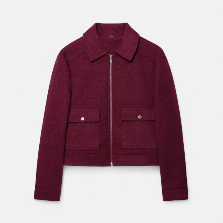 Women's Cropped  Zip-Up Jacket with Pocket