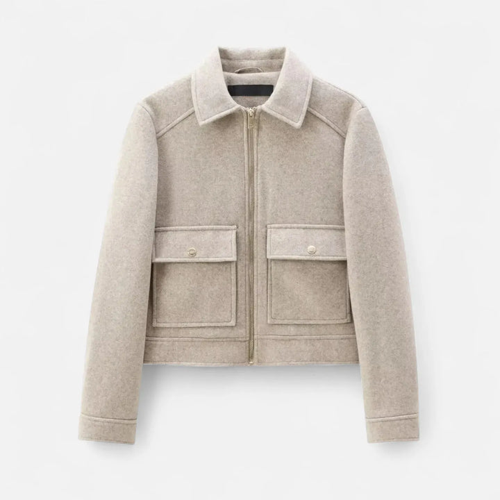 Women's Cropped  Zip-Up Jacket with Pocket
