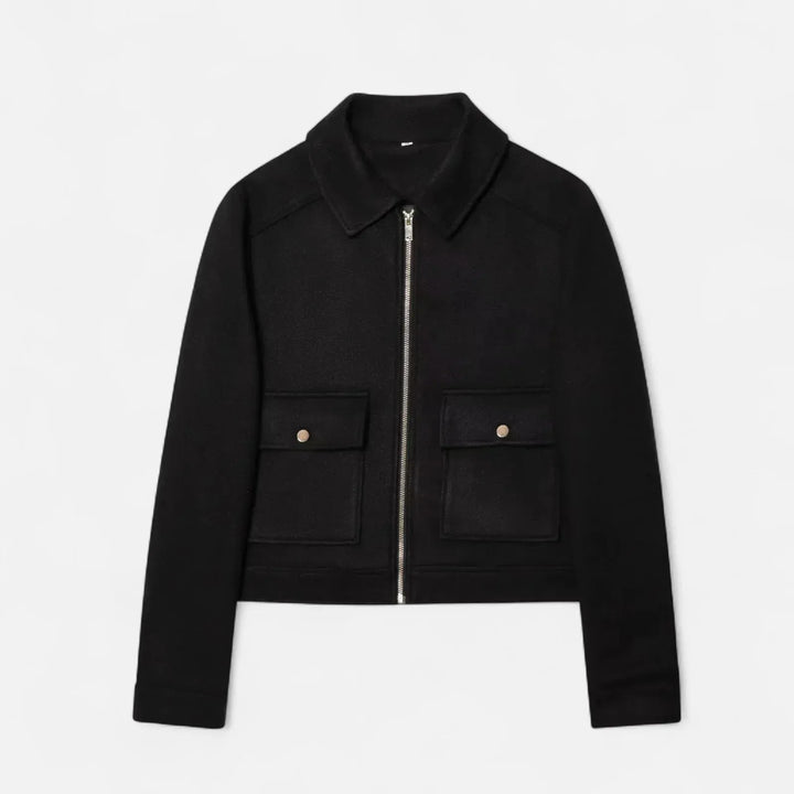 Women's Cropped  Zip-Up Jacket with Pocket