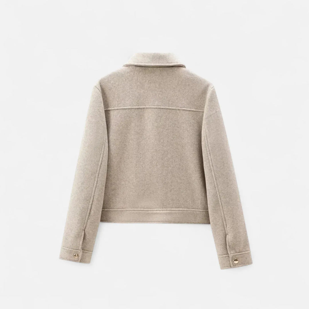 Women's Cropped  Zip-Up Jacket with Pocket