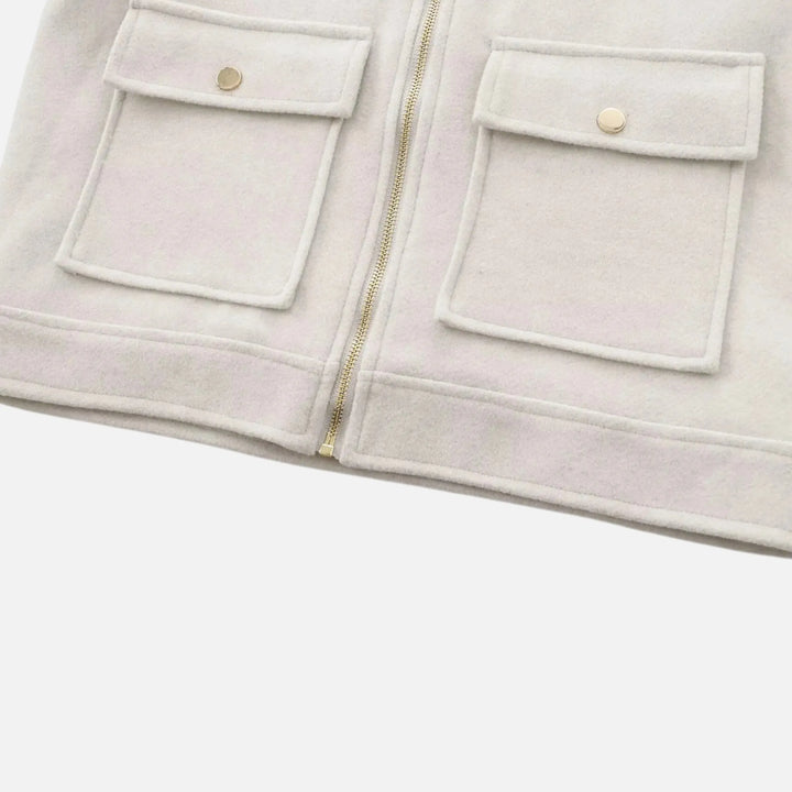 Women's Cropped  Zip-Up Jacket with Pocket