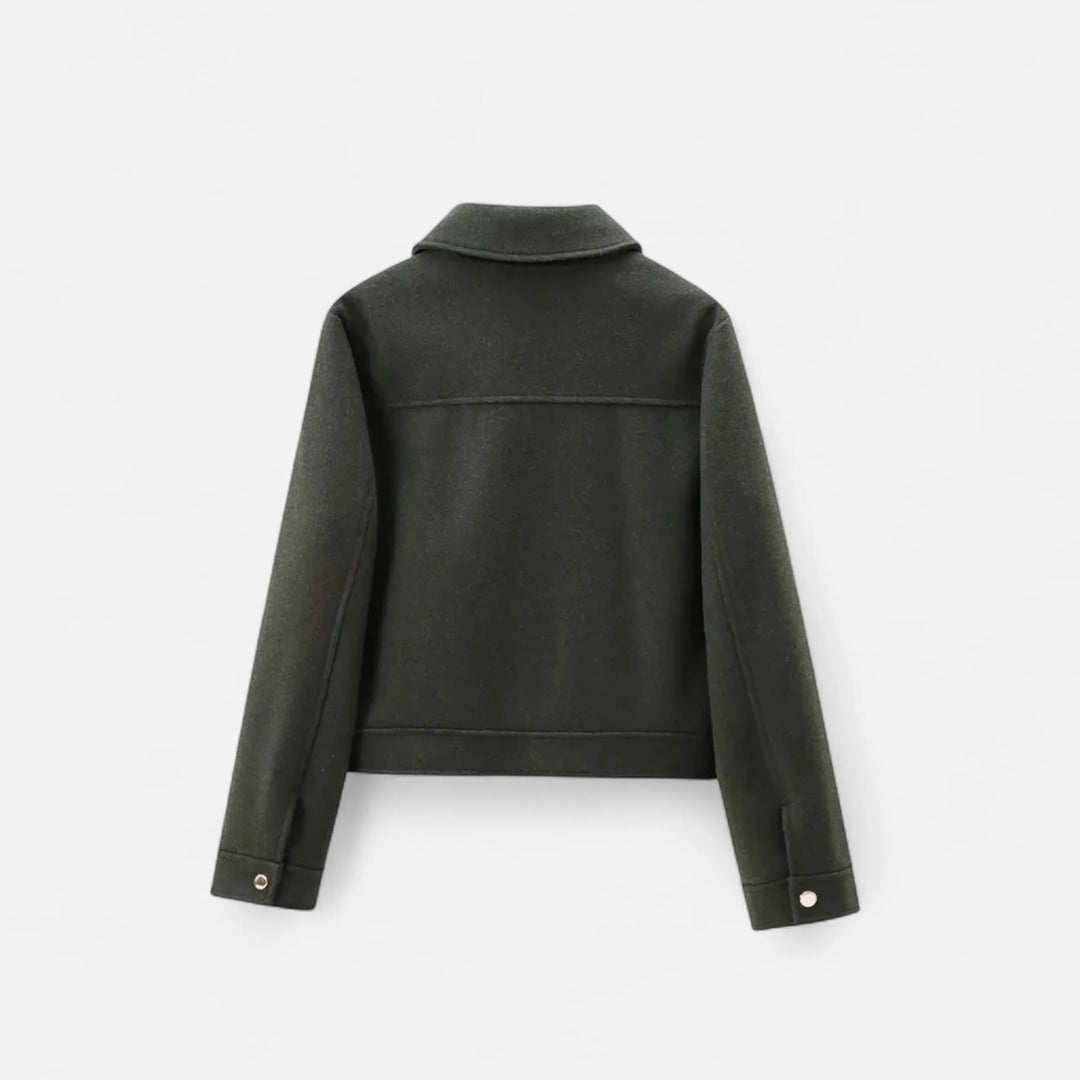 Women's Cropped  Zip-Up Jacket with Pocket