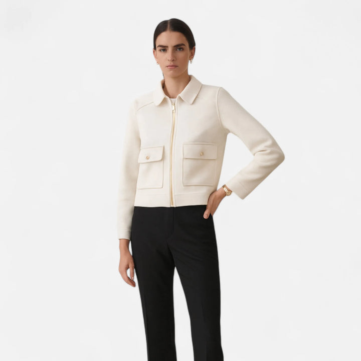 Women's Cropped  Zip-Up Jacket with Pocket