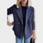 Women's Double-Breasted Lightweight Blazer with Collar