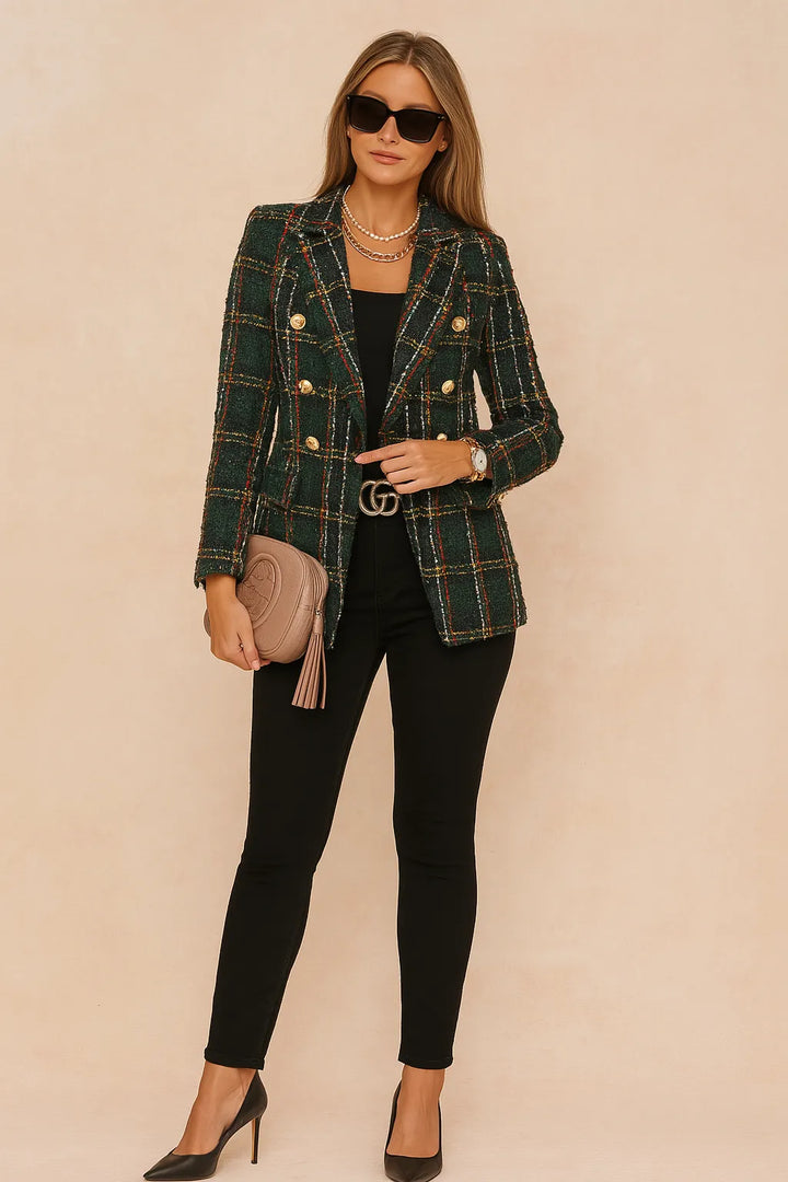 Women's Double-Breasted Work Jacket with Notch Lapel