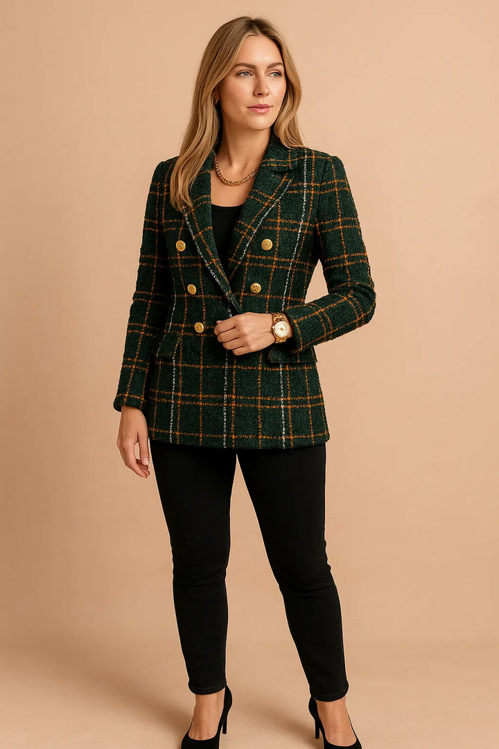 Women's Double-Breasted Work Jacket with Notch Lapel