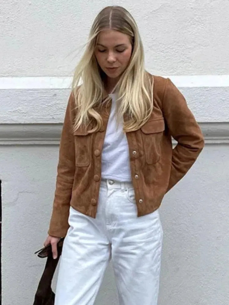 Women’s Casual Spring Jacket with Asymmetric Zip and Notch Collar