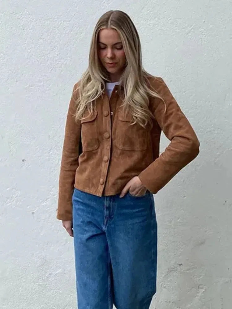 Women’s Casual Spring Jacket with Asymmetric Zip and Notch Collar