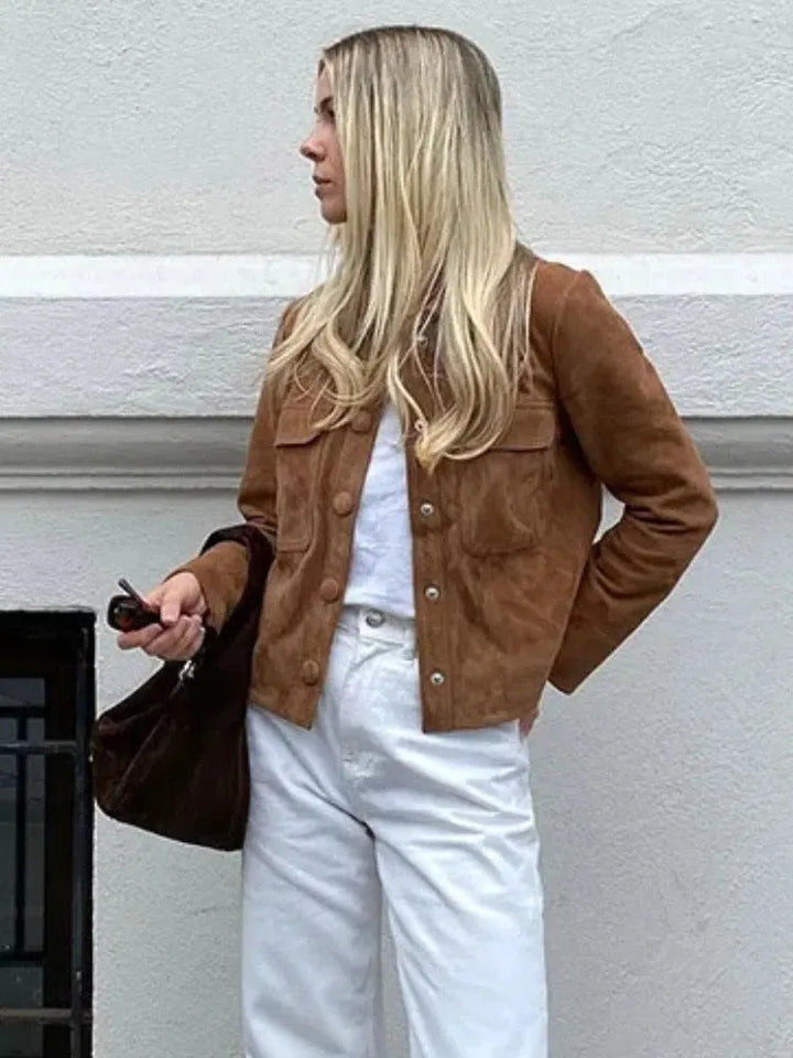 Women’s Casual Spring Jacket with Asymmetric Zip and Notch Collar