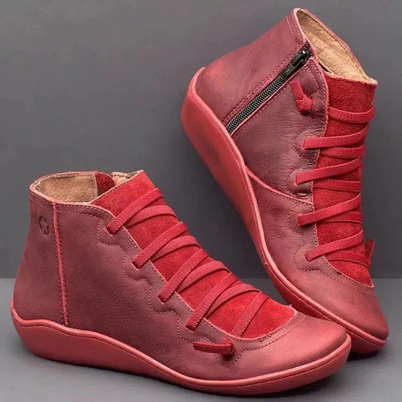 Women’s Flat Ankle Boots with Side Zip