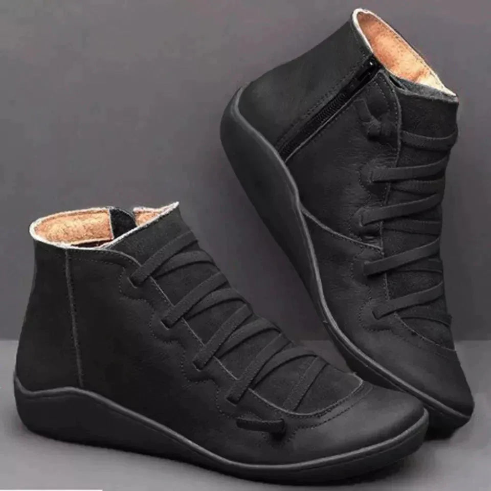 Women’s Flat Ankle Boots with Side Zip