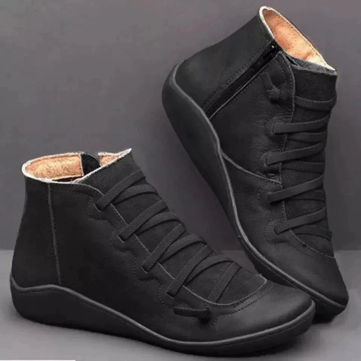 Women’s Flat Ankle Boots with Side Zip
