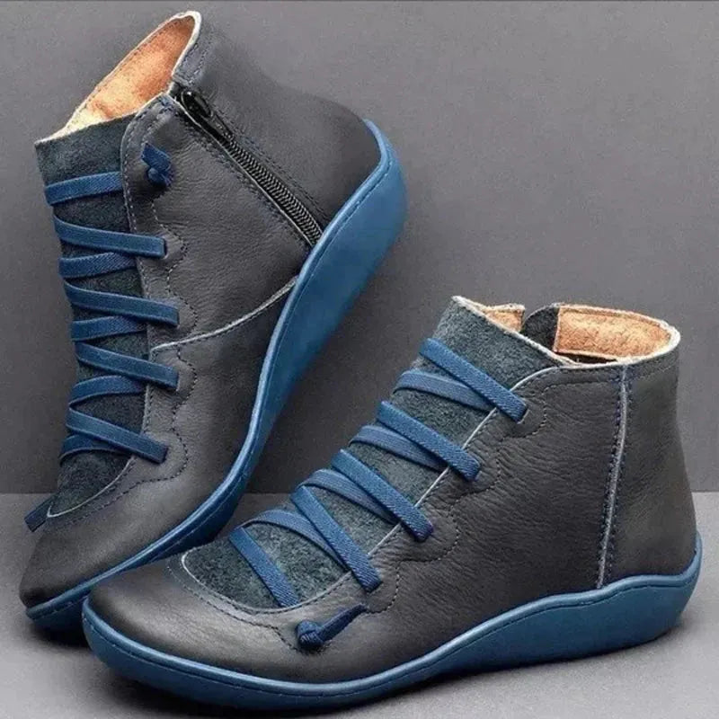 Women’s Flat Ankle Boots with Side Zip