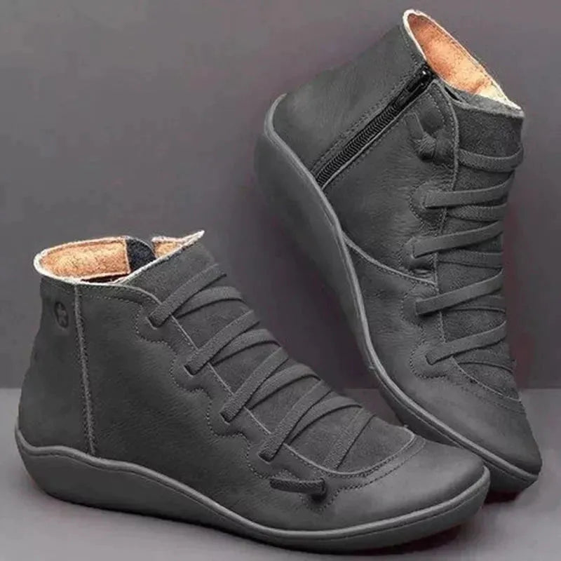 Women’s Flat Ankle Boots with Side Zip