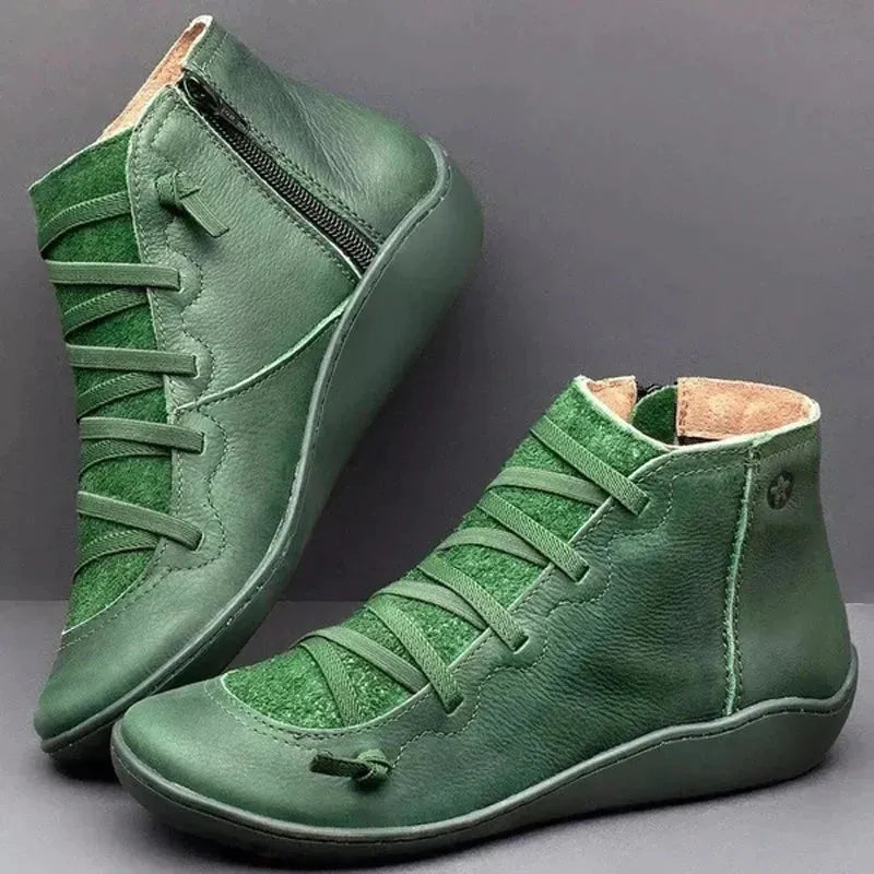 Women’s Flat Ankle Boots with Side Zip