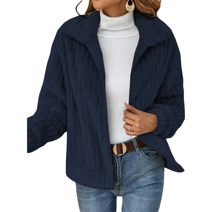 Women's Fluffy Casual Jacket with Zip-Up