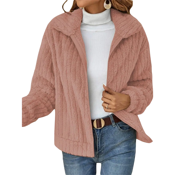 Women's Fluffy Casual Jacket with Zip-Up