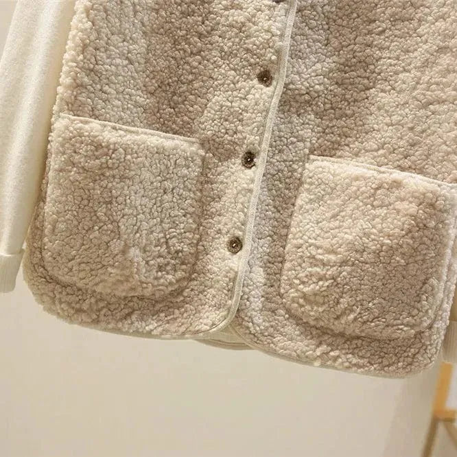 Women’s Fluffy Casual Winter Vest with Button Front