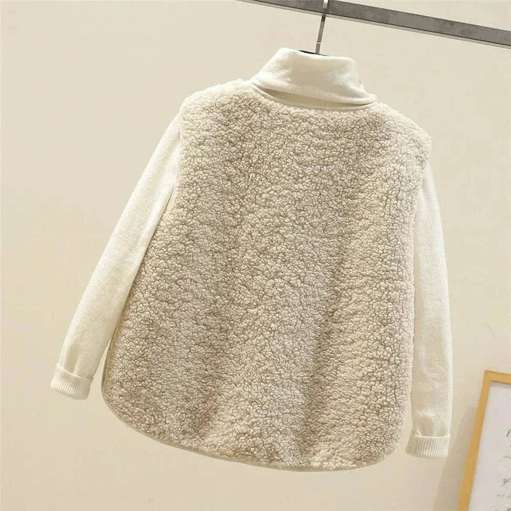 Women’s Fluffy Casual Winter Vest with Button Front