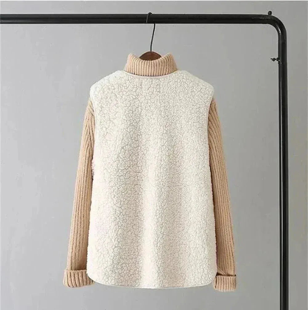 Women’s Fluffy Casual Winter Vest with Button Front