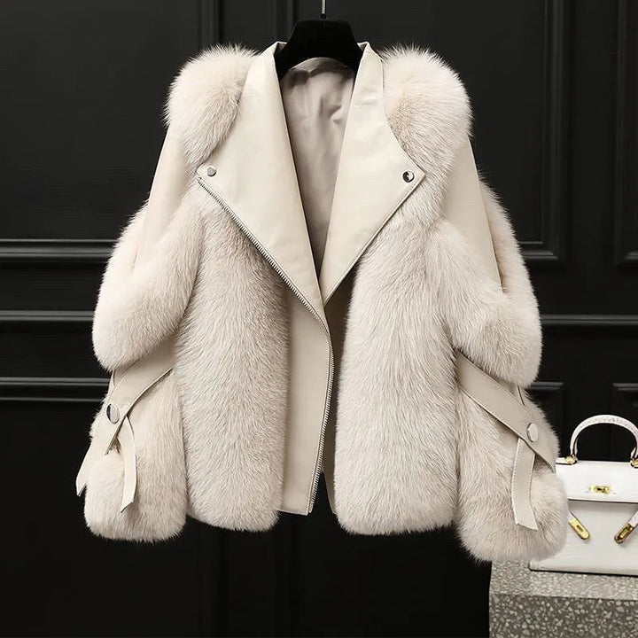 Women’s Fluffy Faux Fur Jacket with Fur Collar