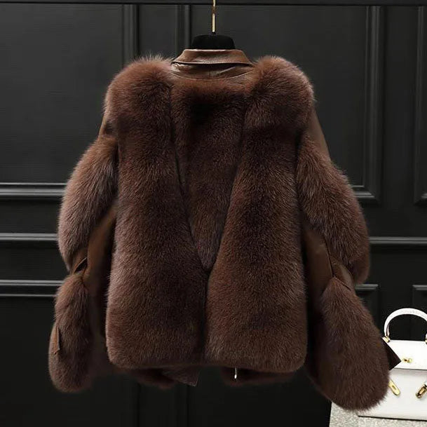 Women’s Fluffy Faux Fur Jacket with Fur Collar