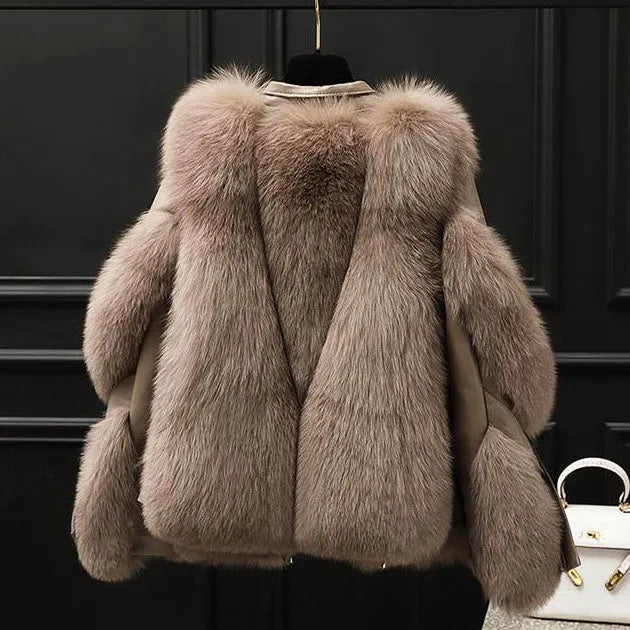 Women’s Fluffy Faux Fur Jacket with Fur Collar