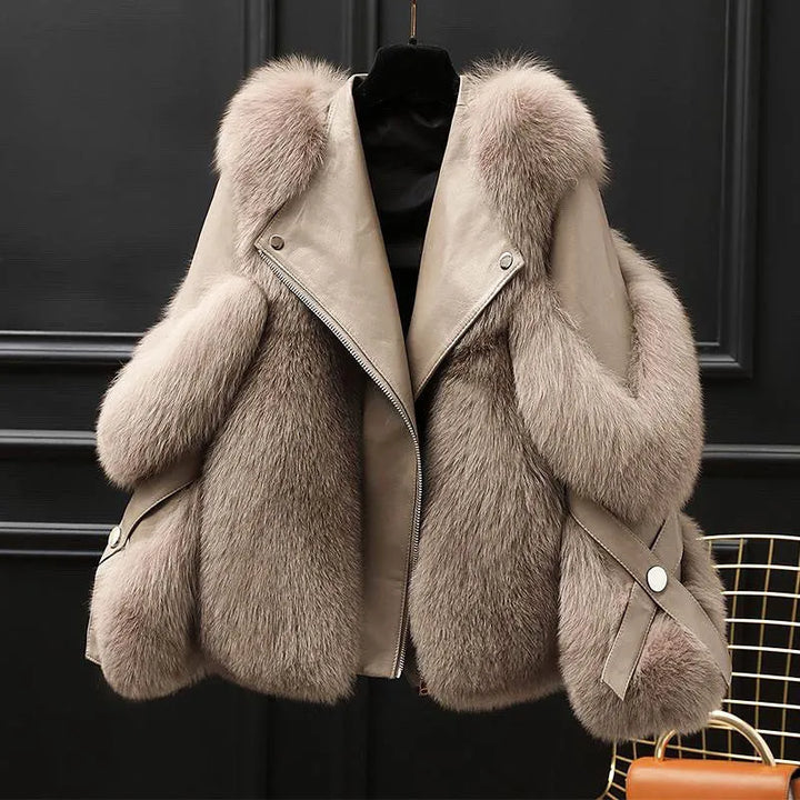 Women’s Fluffy Faux Fur Jacket with Fur Collar