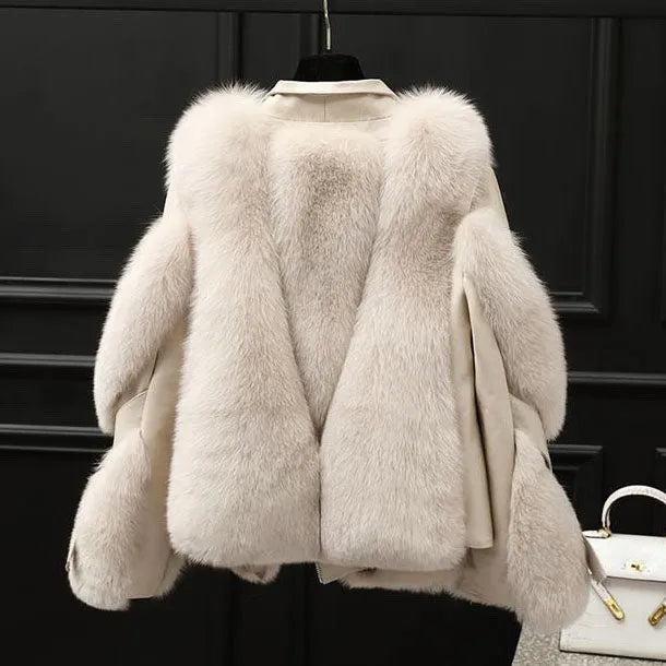 Women’s Fluffy Faux Fur Jacket with Fur Collar