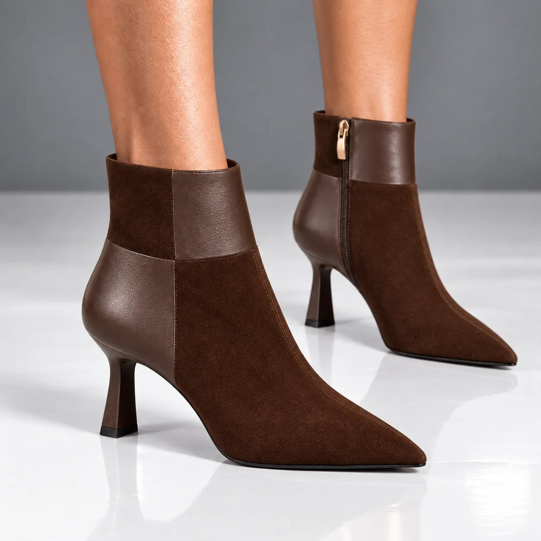 Women's Fluffy High Heel Ankle Boots with Side Zip