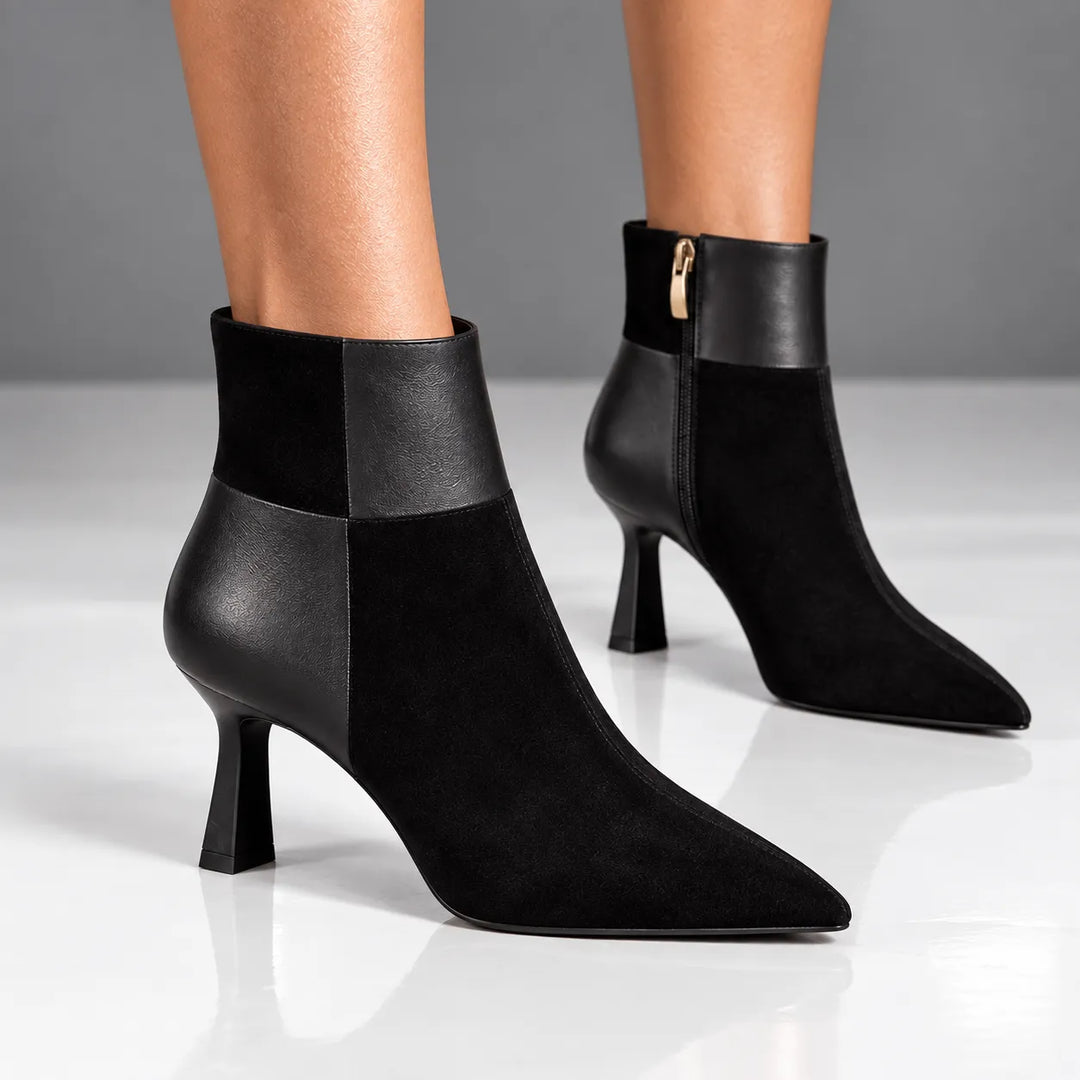 Women's Fluffy High Heel Ankle Boots with Side Zip