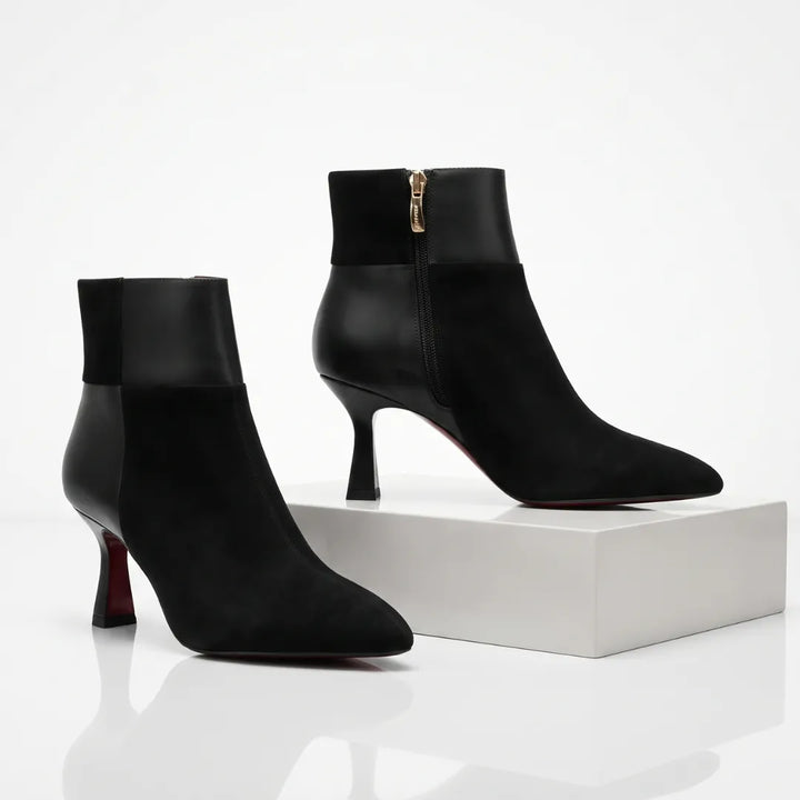 Women's Fluffy High Heel Ankle Boots with Side Zip