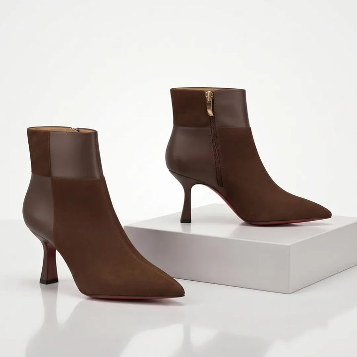 Women's Fluffy High Heel Ankle Boots with Side Zip