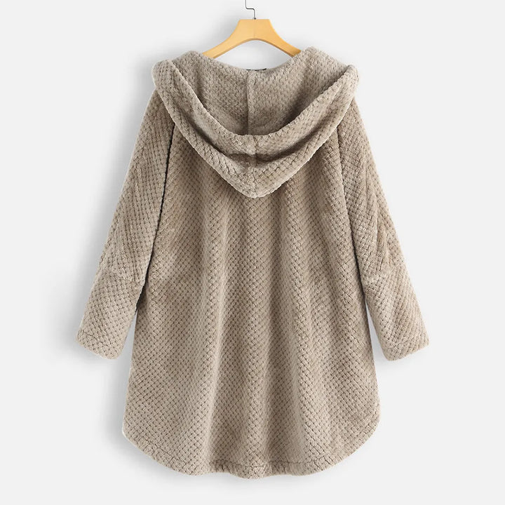 Women's Fluffy Long Jacket with Hood