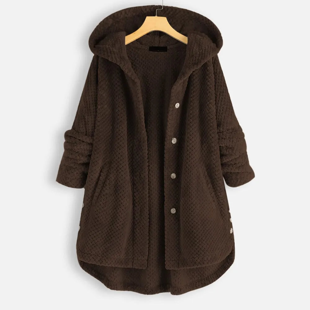 Women's Fluffy Long Jacket with Hood
