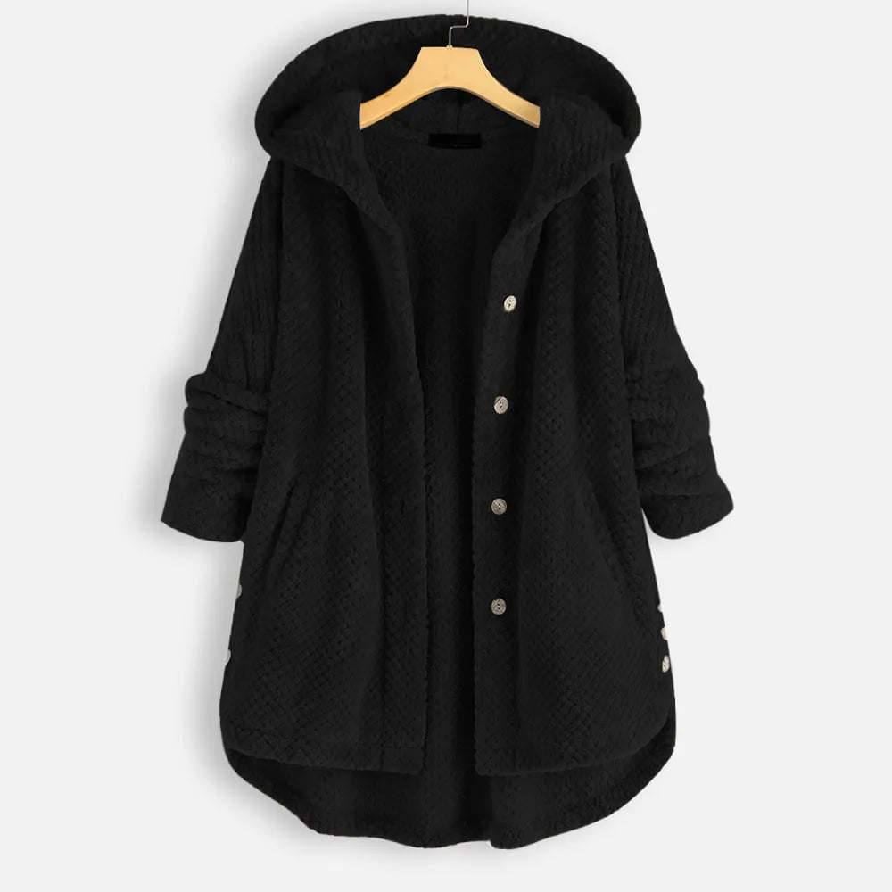 Women's Fluffy Long Jacket with Hood