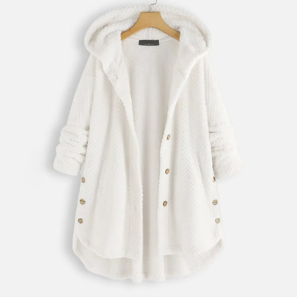 Women's Fluffy Long Jacket with Hood