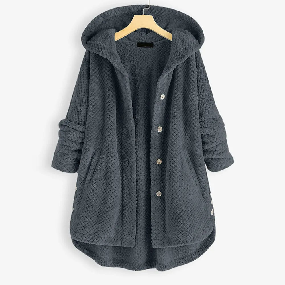 Women's Fluffy Long Jacket with Hood