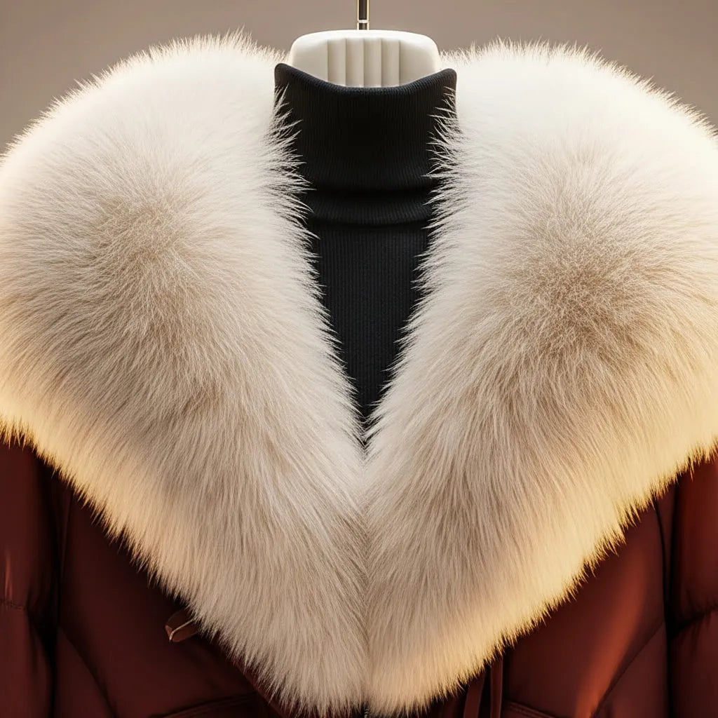 Women’s Fluffy Padded Winter Jacket with Fur Trim