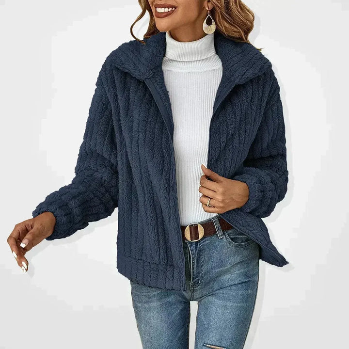 Women's Fluffy Zip-Up Jacket with Hood