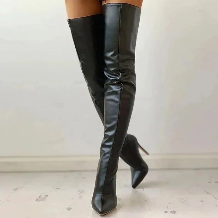 Women’s Heeled Over The Knee Boots with Back Zip