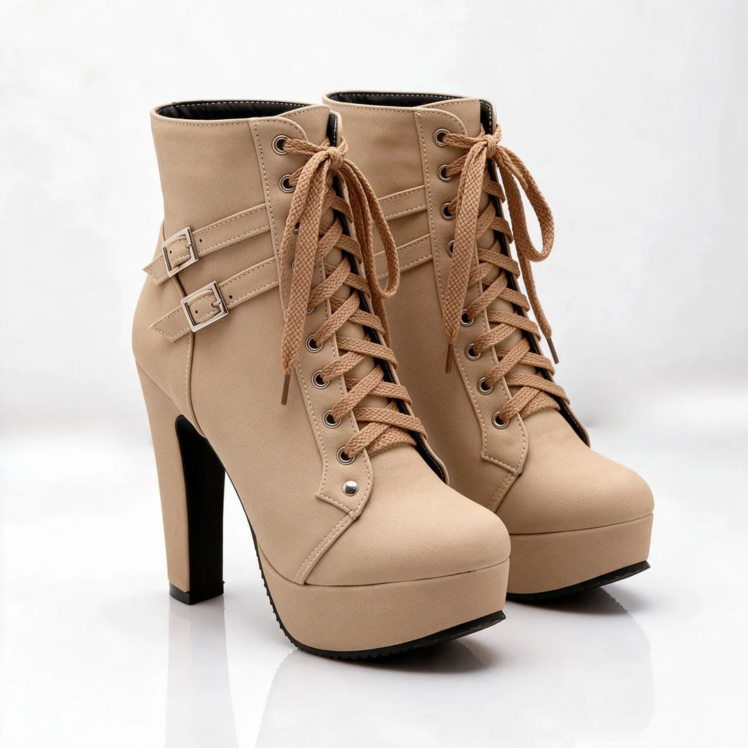 Women's High Heel Ankle Boots with Lace Up