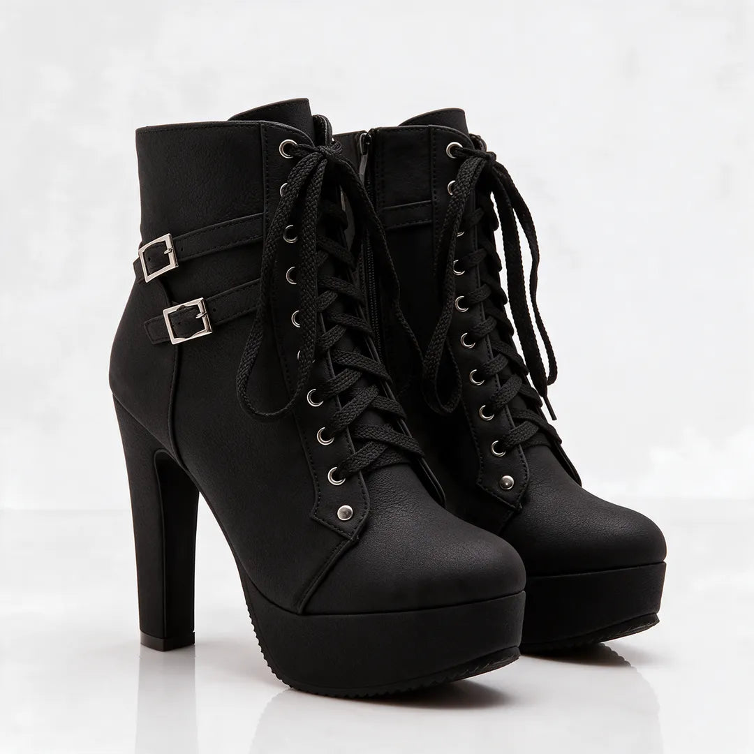 Women's High Heel Ankle Boots with Lace Up