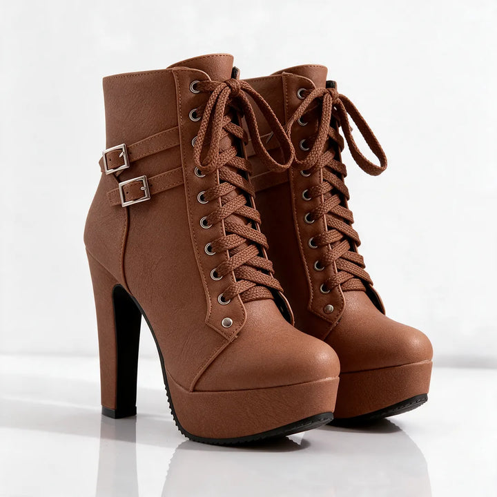Women's High Heel Ankle Boots with Lace Up