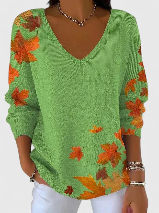 Women's Knitted V-Neck Jumper with Relaxed Fit