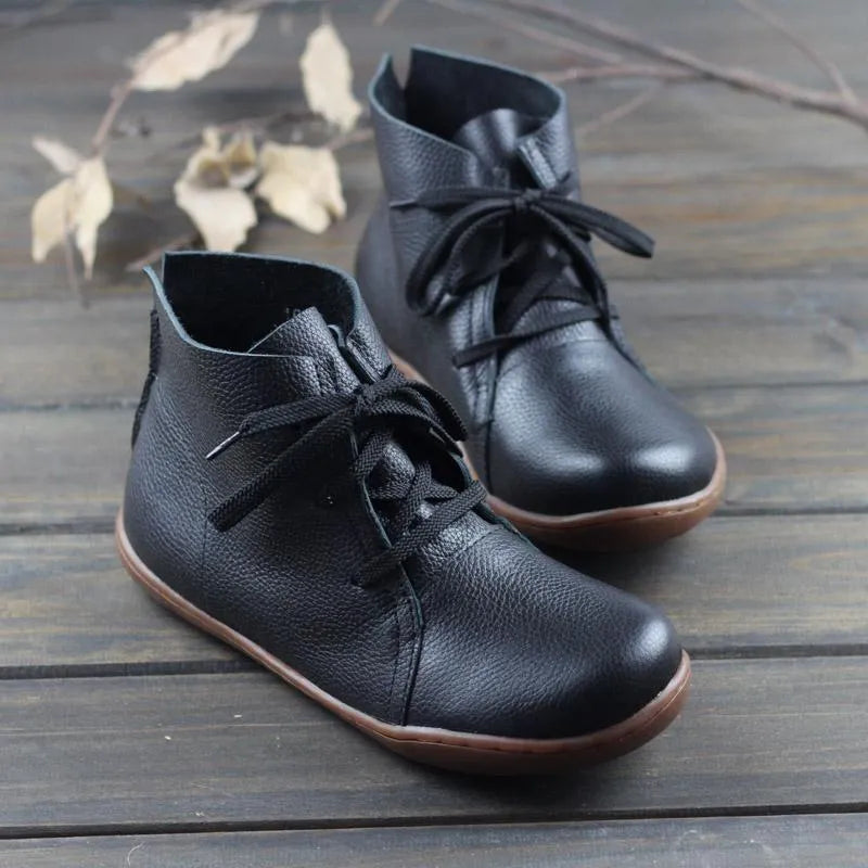 Women's Leather Ankle Boots with Cushioned Insole