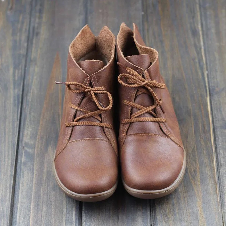 Women's Leather Ankle Boots with Cushioned Insole